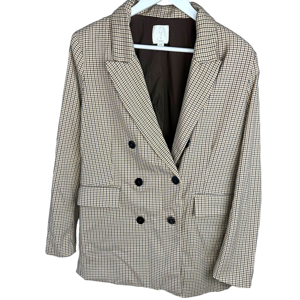 Joie Double Breasted Houndstooth Blazer Coat Size Large
